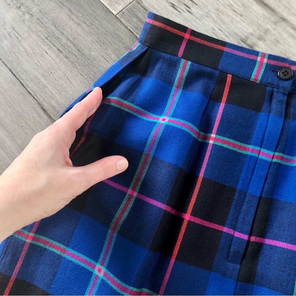 Vintage 1980s-90s That’s Me High Rise Plaid Fitted Mini Skirt Pencil Skirt - Picture 6 of 11
